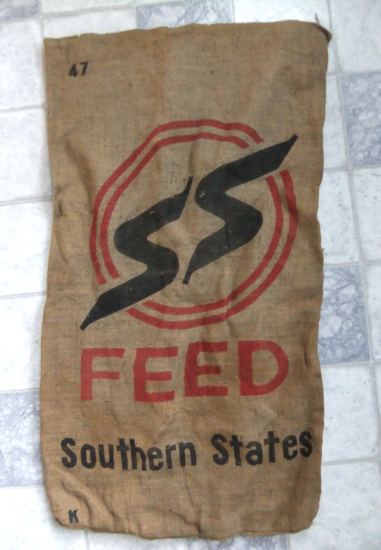 VINTAGE SOUTHERN STATES BURLAP FARM ANIMAL FEED BAG SACK