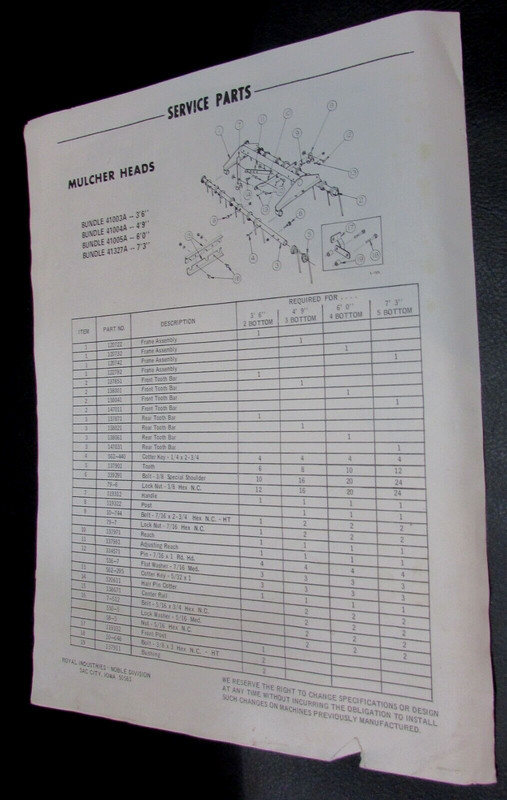 1974 Royal Industries Noble Division Field Cultivator Chisel Plow Mulcher Paper gallery