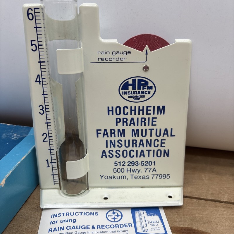 VTG Morco Hochheim Farm Insurance Rain Gauge Collectible Advertising Agriculture