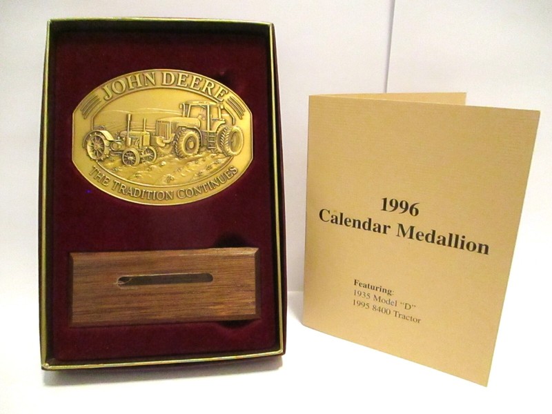 John Deere 8400 & D Tractors Brass Tradition Continues 1996 Calendar Medallion