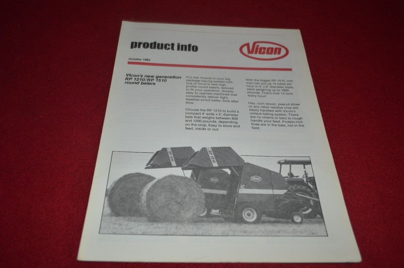 Vicon RP 1210 RP 1520 Round Baler Dealer’s Brochure YABE10