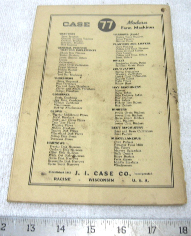 1941 CASE S SERIES TRACTOR OPERATORS INSTRUCTION MANUAL ORIGINAL gallery
