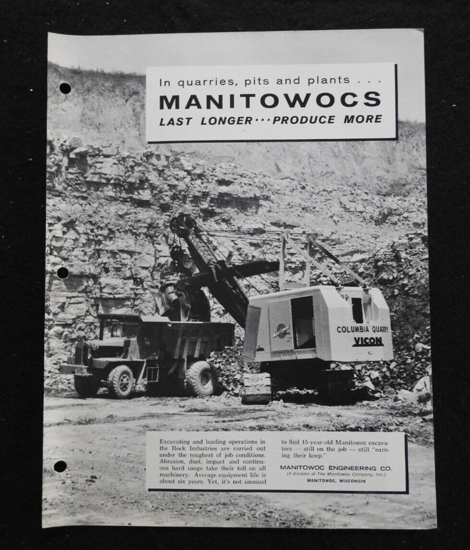 1964 Manitowoc 3900 4000 4500 CRANE “Rock Quarry” ENGINEERING Brochure NICE