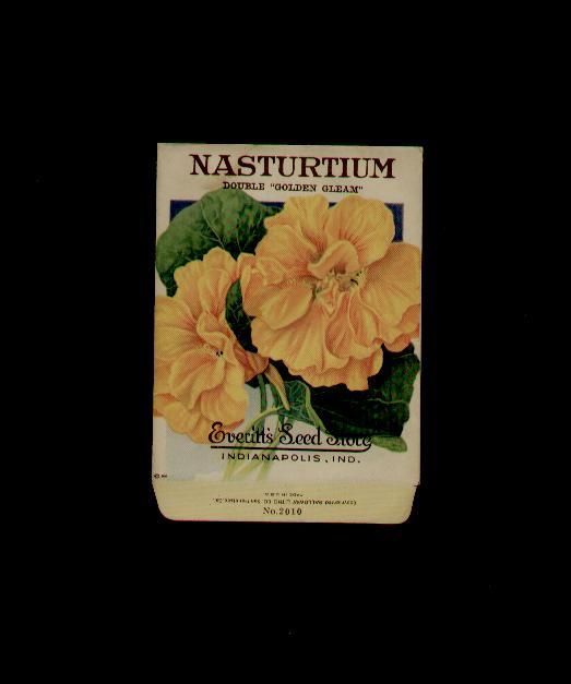 1930’s NASTURTIUM LITHO SEED PACKET GALLOWAY- EVERITT’S SEED, INDIANAPOLIS,IND