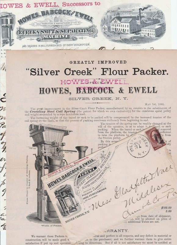 SUPER 1883 Advertising Cover Letterhead& Brochure Eureka Machine Silver Creek NY