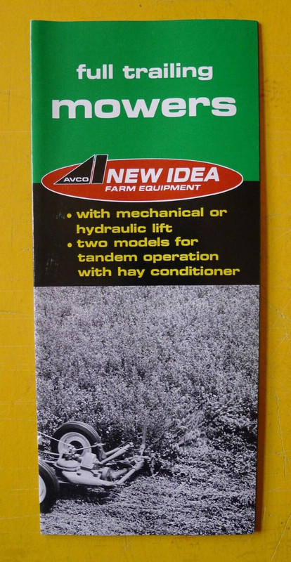MINTY Vintage NEW IDEA Full Trailing Mowers BROCHURE Pamphlet 1967