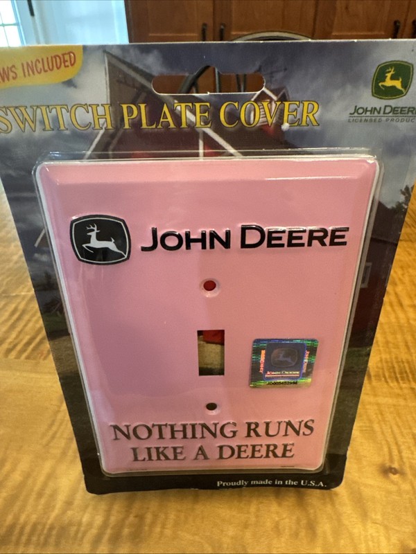 John Deere Pink Licensed Aluminum Single Light Switch Wall Plate NEW Old Stock gallery