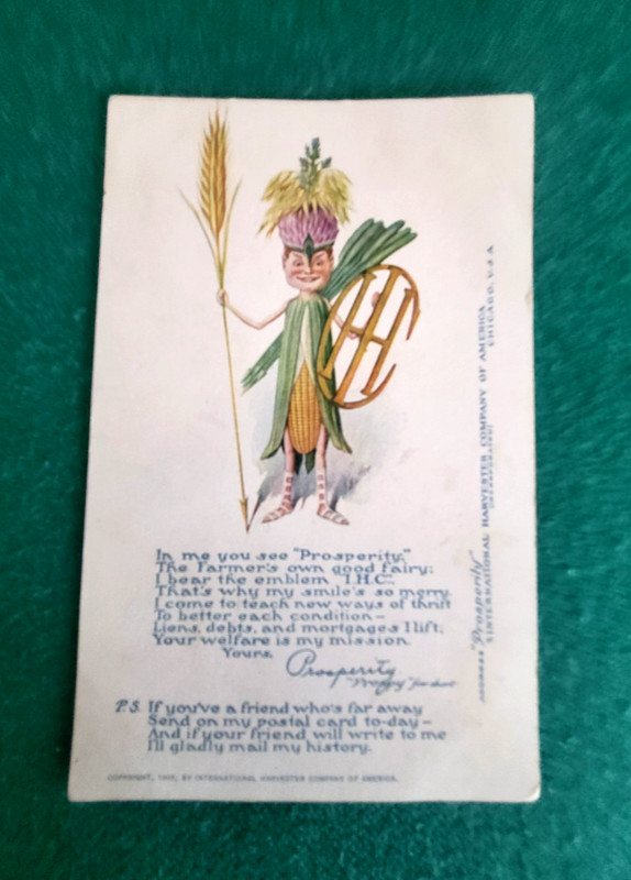 Antique 1909 Advertising “Prospy” By International Harvester Co. Postcard-Unused