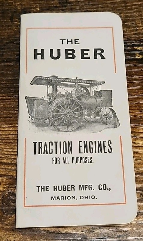 Antique Huber Traction Engine Road Roller Unused Pocket Memo Ledger Marion Ohio