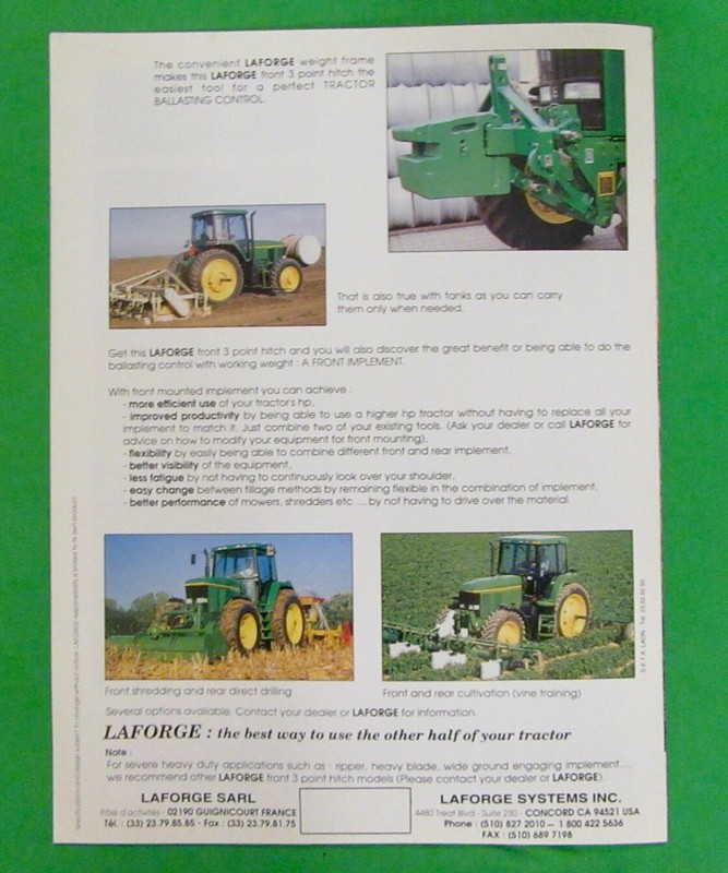 LaForge Front Three Point Hitch Sales Brochure With Prices (1995) 14 pieces gallery
