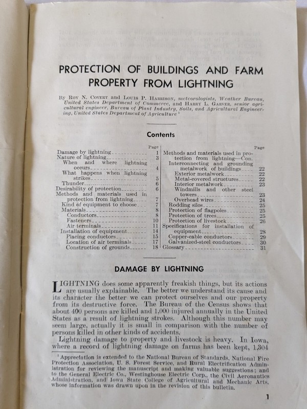 1926/1950 Vintage Lighting Rod Protection From Lighting Dept Agriculture Booklet gallery