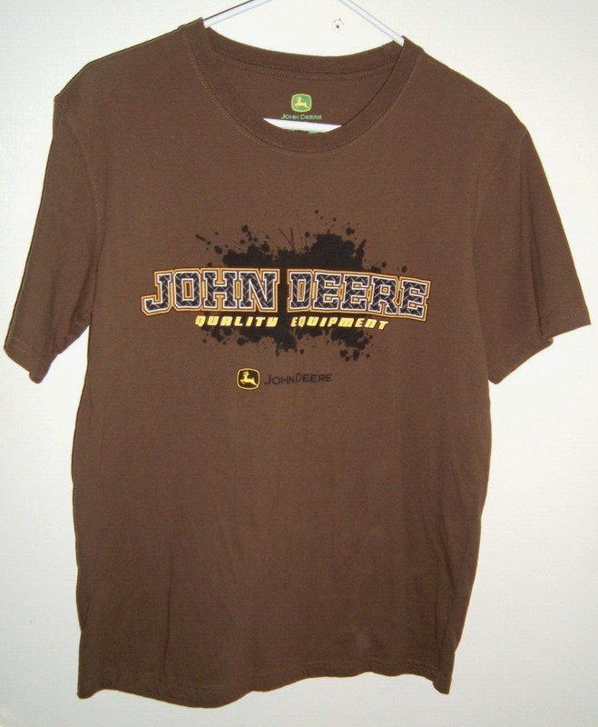 John Deere Quality Equipment Adult Medium Brown Short Sleeve T-Shirt