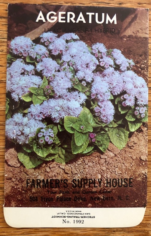 Vintage 1977 Empty Ageratum Lilac Angel Flower Seed Pack Farmer’s Supply House