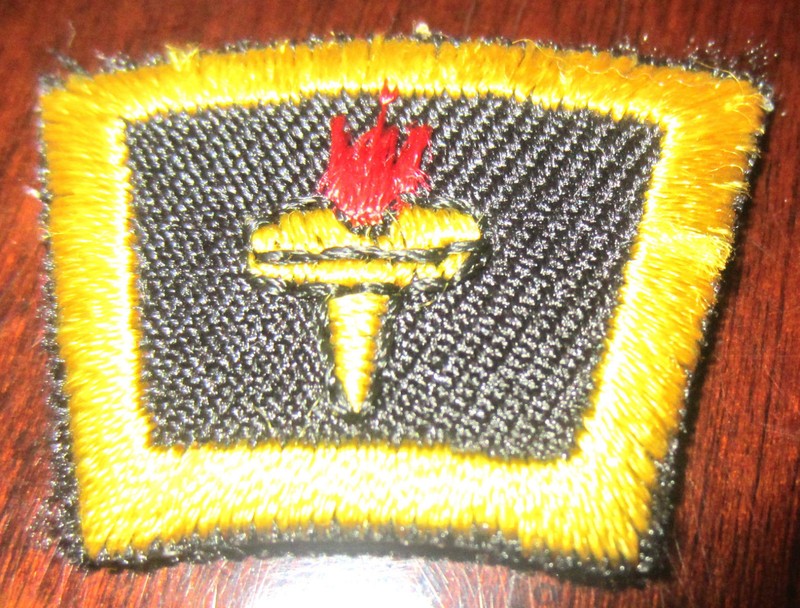 Vintage Uniform Patch Boy Scout Bsa Rocker Bar Award Red White Olympic Torch