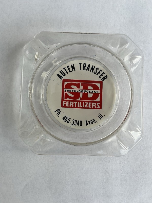 Vintage Smith-Douglas Fertilizer Auten Transfer Avon, IL 3-1/2″ Glass Ashtray