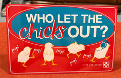 PURINA Metal Sign Who Let The Chicks Out Chicken Poultry Backyard 11″ X 7″