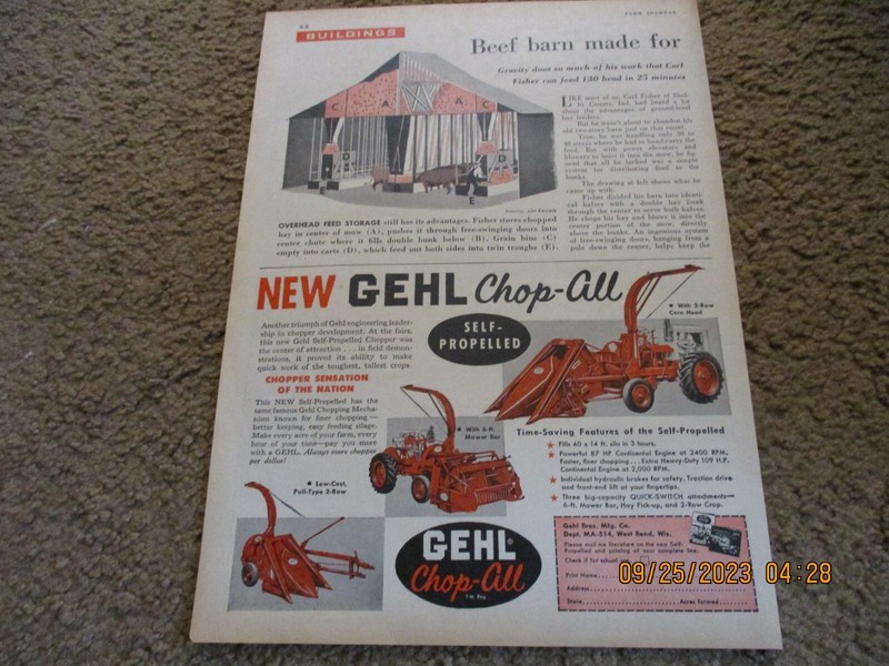 1956 GEHL Chop – All Farm Equipment Ad 1/2 page, quick switch attachments