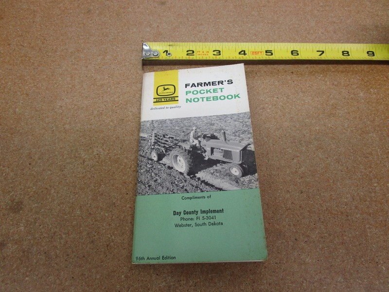 1961 John Deere FARMERS POCKET LEDGER 96th Edition ORIGINAL Webster SD Day Co Im