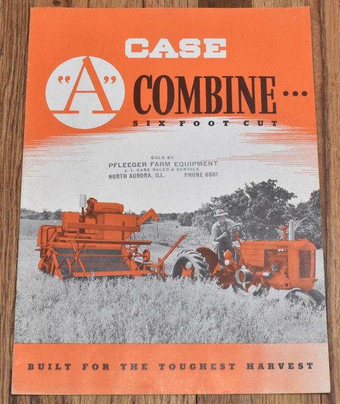 Vintage J.I. Case Tractors A Combine Six Foot Cut Farm Sales Brochure