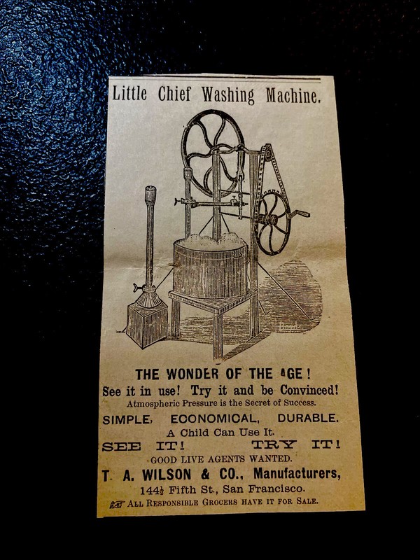 1883 Little Chief Washing Machine Farm Advertising Engraving – San Francisco