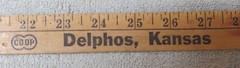 Vintage Advertising Wooden Yard Stick COOP DELPHOS COOPERATIVE ASSOCIATION KS