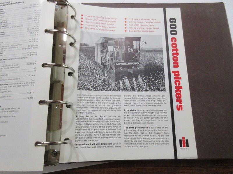 International 600 Cotton Pickers Sales Sheet 8 Page