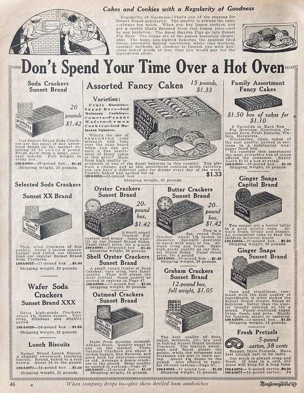 1916 AD.(XG3)~MONTGOMERY WARD CO. CATALOG PG.~FANCY CAKES AND CRACKERS