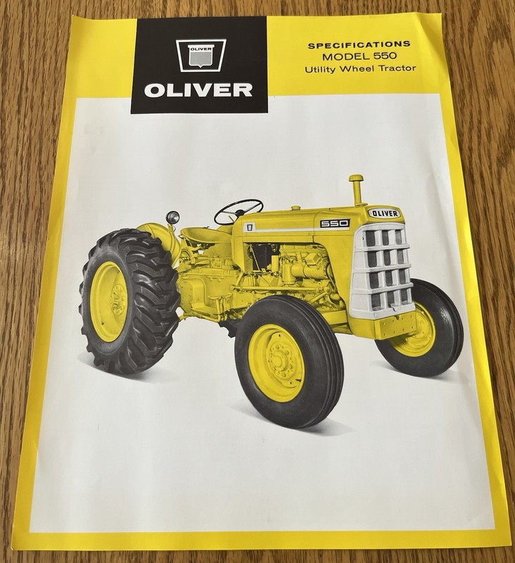 1963 Oliver Farm Tractor 550 Utility Wheel Tractor Dealer Sales Spec Sheet