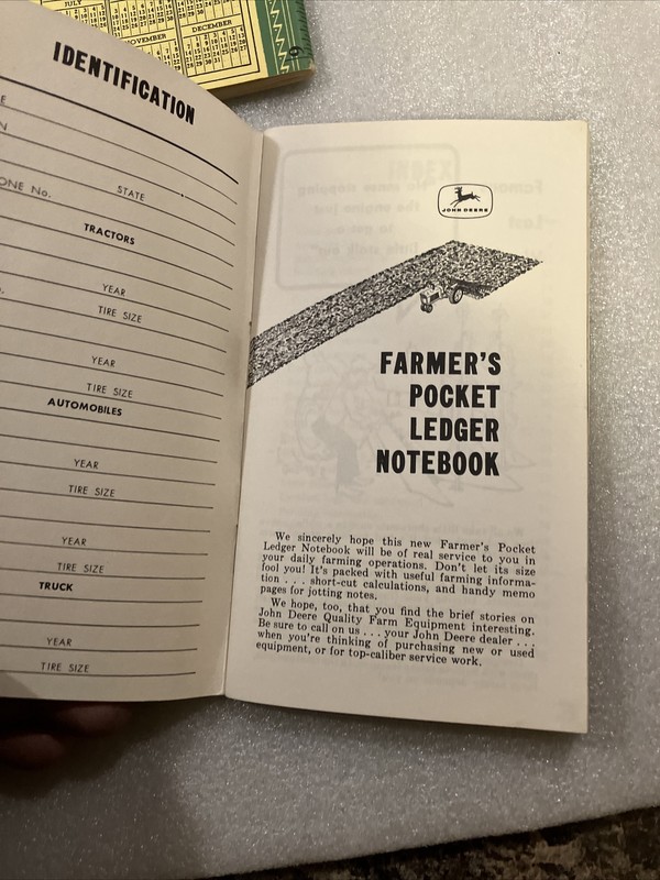 1954 1957 1961 And 1962 John Deere Farmer's Pocket Notebook Ledger Lot gallery