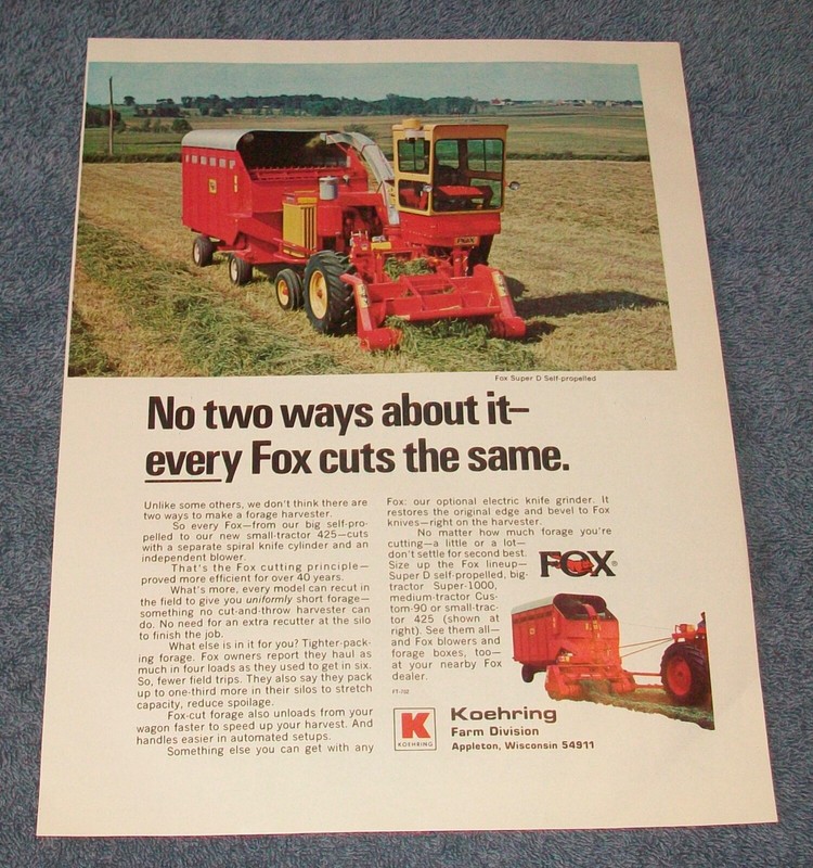 1970 Koehring Fox Super D Vintage Color Farming Ad “No Two Ways About It…”