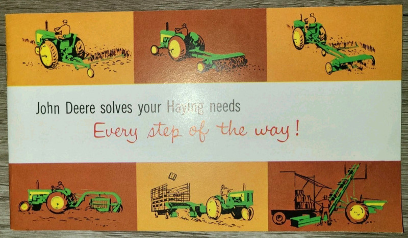 Vtg John Deere photo brochure / sales booklet, Mowers Hay Balers Rakes, 1959