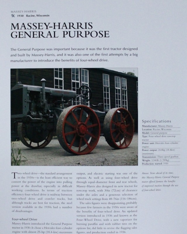 Massey Harris Tractor Picture Info Article Sheet Out of Print Farm Wall Art