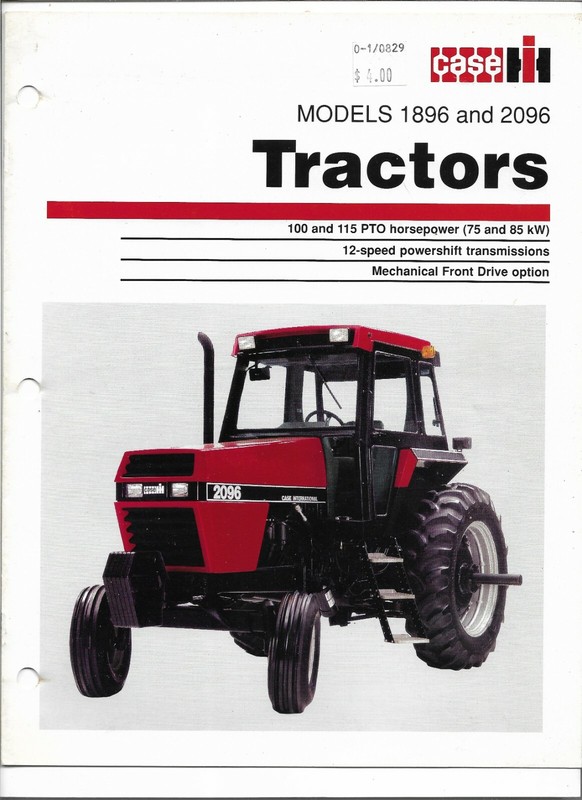 Original Case International Models 1896 2096 Tractor Sales Brochure AD-60413-E