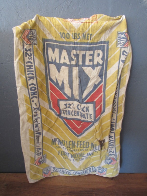 Vintage MASTER MIX Mash Concentrate McMillen Feed Sack Bag Farmer Barn Man Cave!