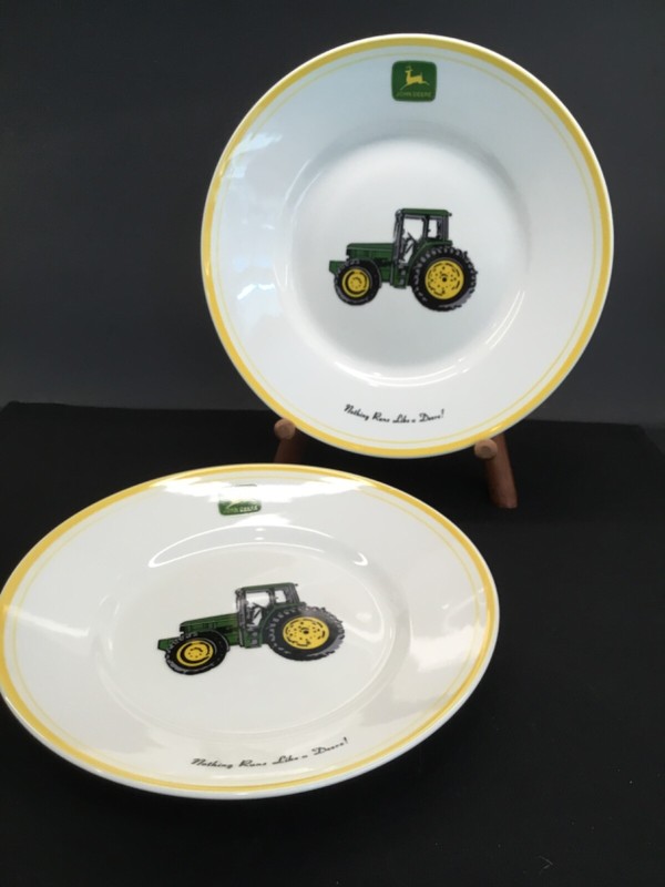 Set of 2 -John Deere Tractor – 9” Salad Plates- Gibson Designs
