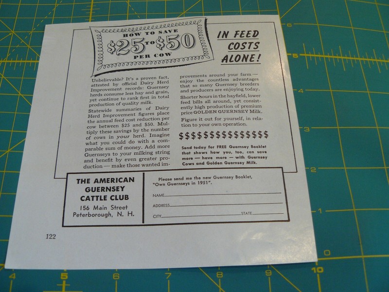 THE FARM QRTLY- AUTUMN 1951 -ad- AMERICAN GUERNSEY CATTLE CLUB/ Peterborough, NH
