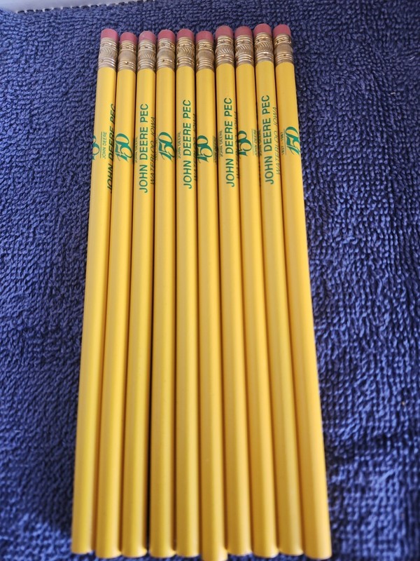 10 PC;”John Deere PEC,150TH ANNIVERSARY”Promotional LEAD PENCIL/ERASER;NEW!!!