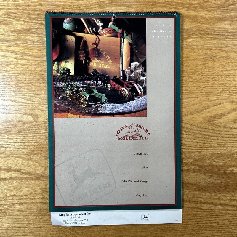 Vintage John Deere Tractor Calendar 1991 Tractors Eau Claire MI