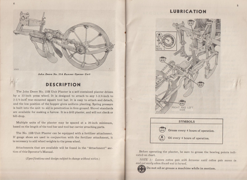 John Deere Operator's Manual Unit Planters Cotton and Corn #23B c1960s gallery