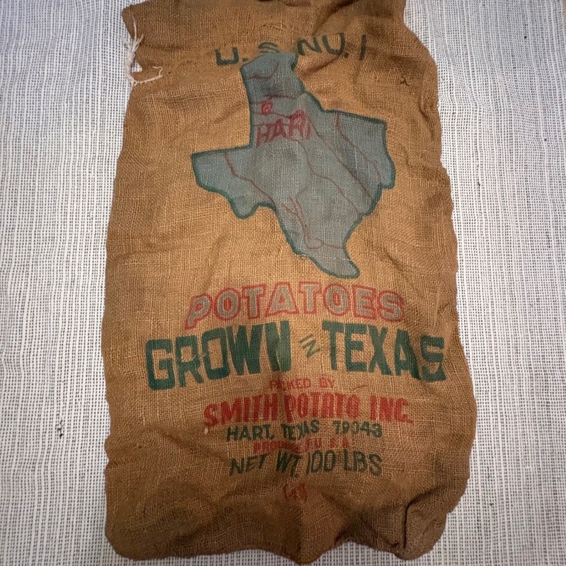 Vtg Smith Potato Inc Hart Texas 100 LBs Burlap Potato Sack Potato Bag Farm Feed