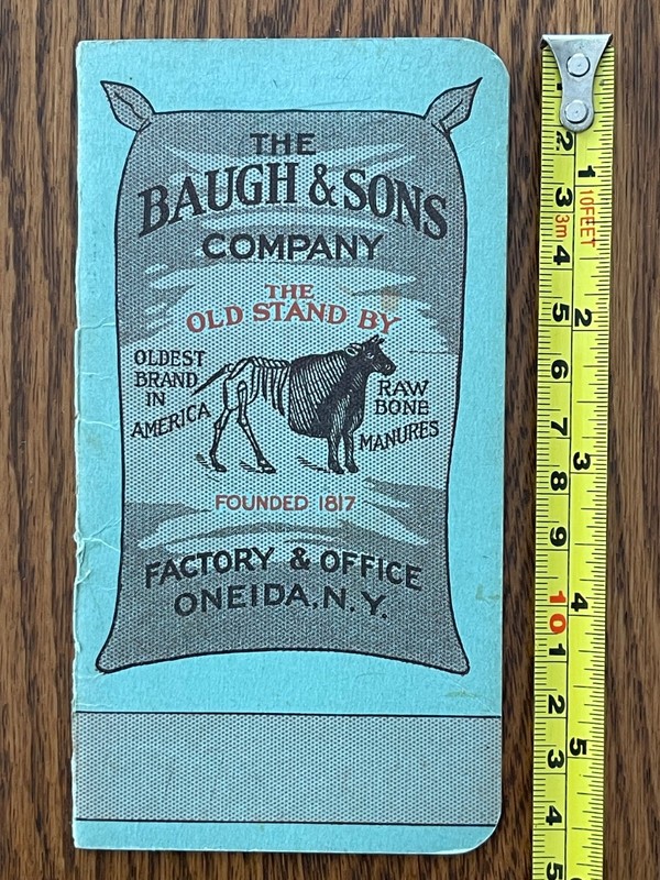 Baugh & Sons Company Raw Bone Manures Memo Book, Oneida, NY, 1932 6 x 3 Inches