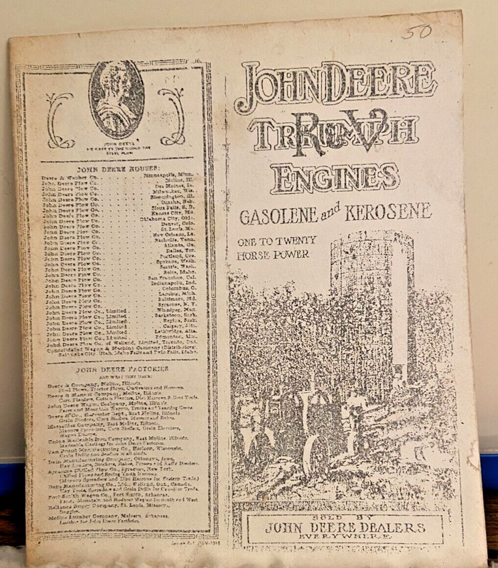 John Deere Triumph Gas Kerosene Engines Brochure Extremely Rare