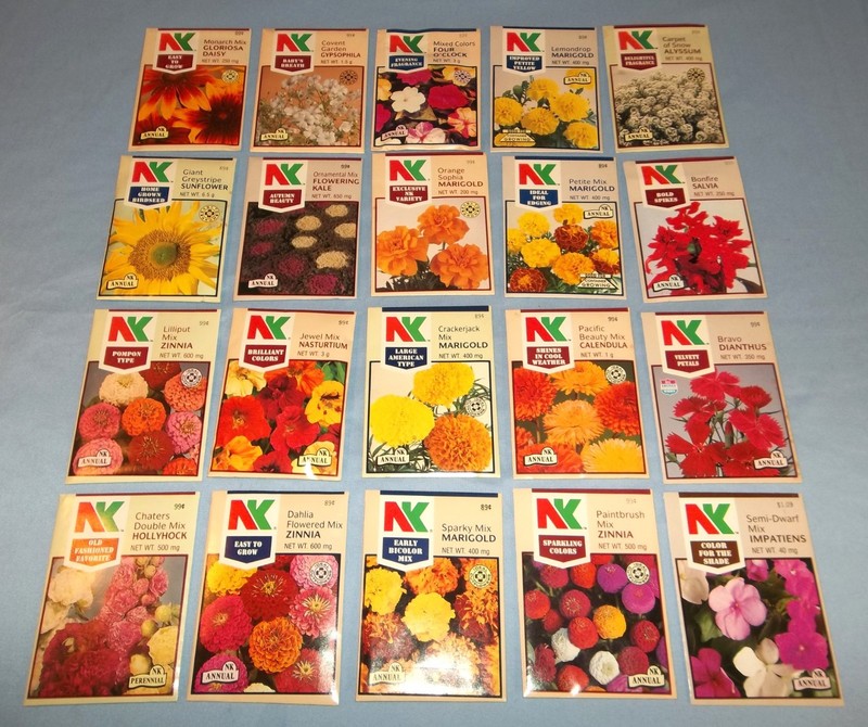 Vtg LOT 20 UNOPENED NORTHRUP KING FLOWER SEED PACKETS ALL DIFFERENT 1987