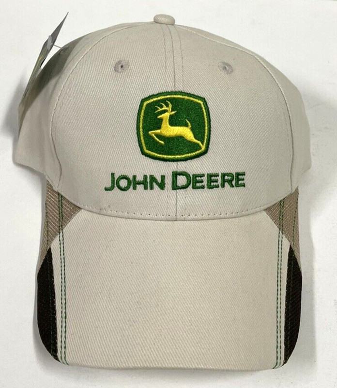 John Deere Baseball Hat Logo Cap Men’s Adjustable One Size Taupe Brown Green NEW