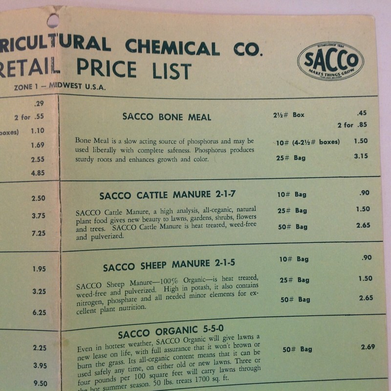 Vtg SACCO Smith Agricultural Chemical Co 1959 Retail Price List Zone 1 Midwest gallery