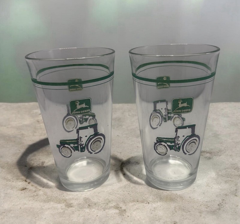 John Deere Tractor Drinking Glasses – Set of 2 Collectible Farmhouse Tumbler