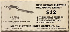 1948 AD.(XH87)~MACY ELECTRIC KNIFE CO. LOS ANGELES. ELECTRIC BEEHIVE KNIFE