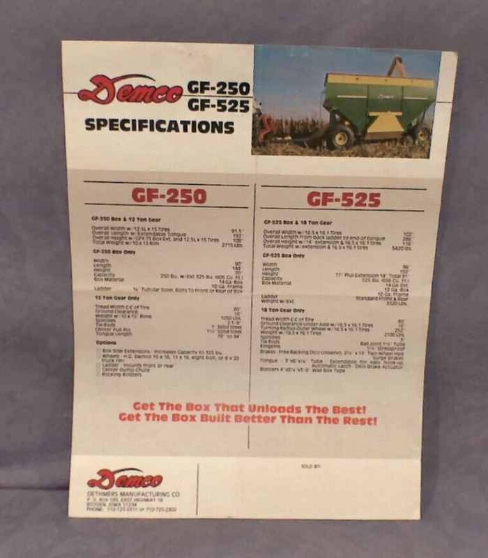 Demco GF-250 GF-525 Gravity Flow Wagons Sales Brochure gallery