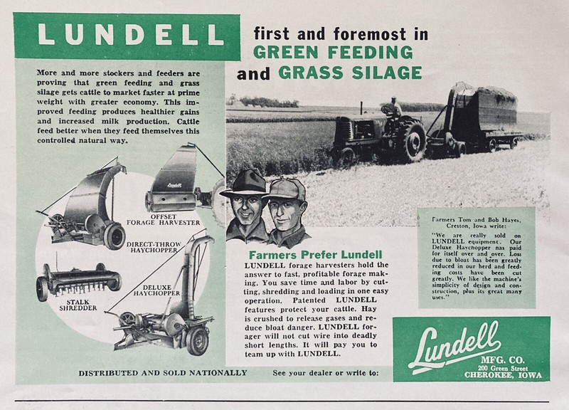1955 AD.(XH47)~LUNDELL MFG. CO. CHEROKEE, IOWA. LUNDELL FORAGE HARVESTERS