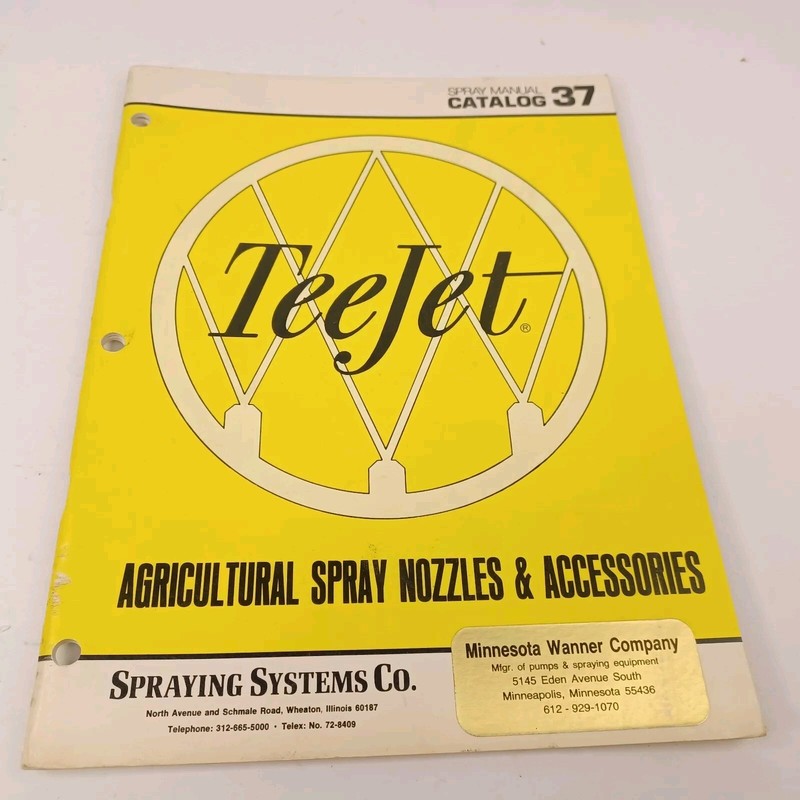 Vintage TeeJet Farming Vintage Catalog 37 Agriculture Spray Nozzles Manual